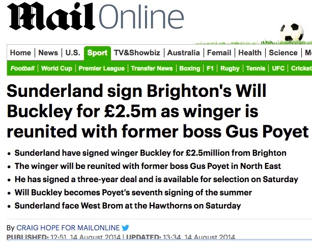 buckley move to Sund Mail